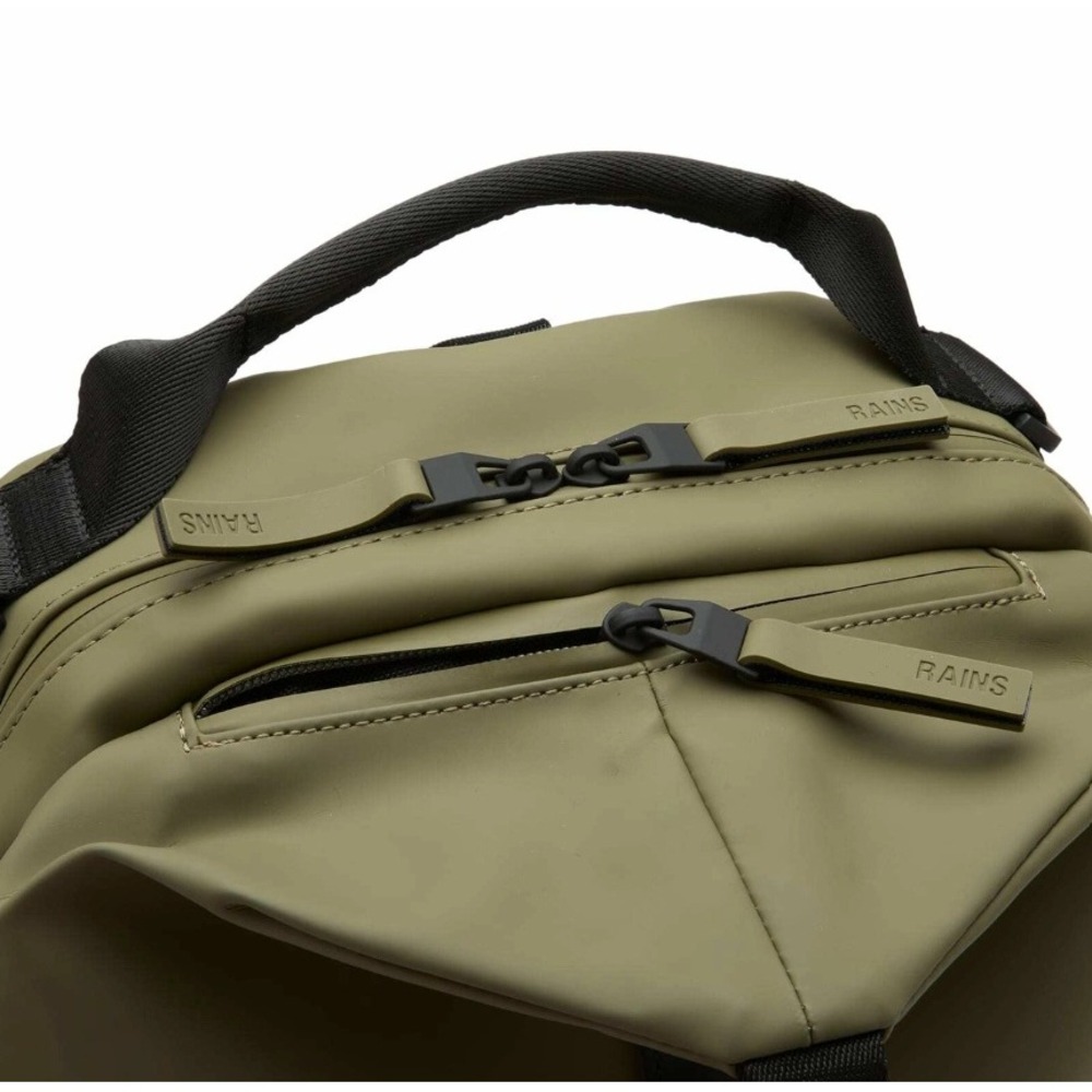 RAINS Clip Front Backpack W3 Marsh Green Waterproof Laptop Bag NWT - Picture 6 of 9